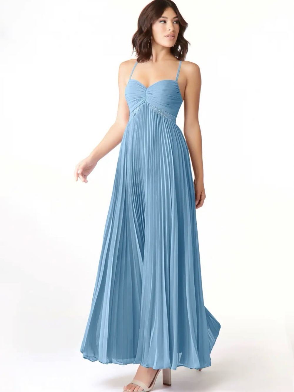NWT Azazie Light Blue Spaghetti Strap Maxi Dress
